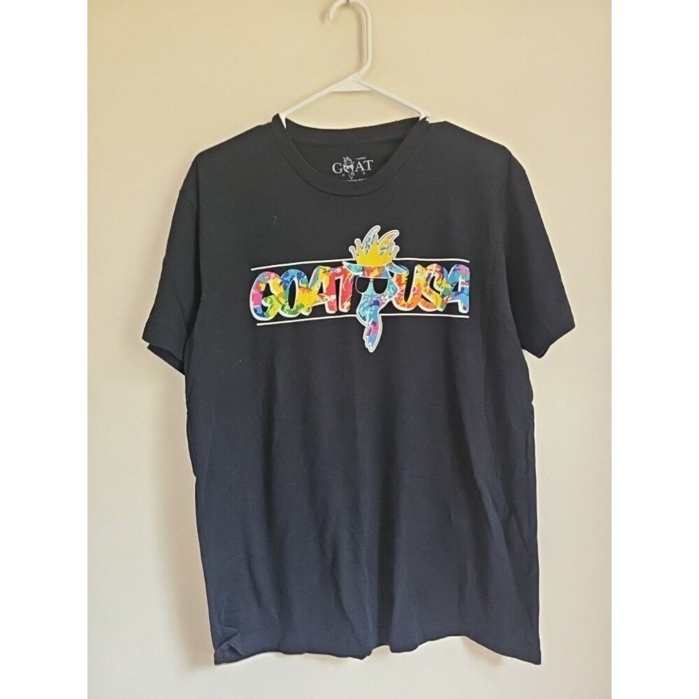 GOAT USA Men's Postcard T-Shirt, Black, Large